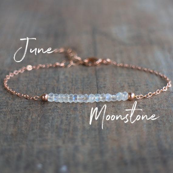 Moonstone Bracelet, June Birthday Gift For Her, Gemstone Bracelet, June Birthstone Bracelet, Rainbow Moonstone Jewelry, Girlfriend Gift