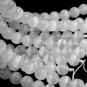AAA Natural Selenite 6mm 8mm 10mm Round Beads High Quality Real Genuine Natural Cat's Eye Selenite Gemstone 15.5" Strand | Natural genuine beads Selenite beads for beading and jewelry making.  #jewelry #beads #beadedjewelry #diyjewelry #jewelrymaking #beadstore #beading #affiliate #ad