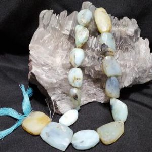 Shop Opal Chip & Nugget Beads! Peruvian Opal Graduating Faceted Nugget Bead 16 In. Strand, Blue Green Peruvian Opal, Genuine Opal, Semi Precious Gem, Chunky Nugget Beads | Natural genuine chip Opal beads for beading and jewelry making.  #jewelry #beads #beadedjewelry #diyjewelry #jewelrymaking #beadstore #beading #affiliate #ad