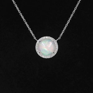 Shop Opal Necklaces! 9mm Rainbow Opal Necklace.Diamond Necklace.14k Solid White Gold Necklace,Women's Opal Necklace.Diamond Halo Necklace.Dainty Necklace. | Natural genuine Opal necklaces. Buy crystal jewelry, handmade handcrafted artisan jewelry for women.  Unique handmade gift ideas. #jewelry #beadednecklaces #beadedjewelry #gift #shopping #handmadejewelry #fashion #style #product #necklaces #affiliate #ad
