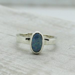 Shop Opal Rings! Colorful rainbow Australian Opal ring freeform natural opal triplet with flashes of colors set on a solid 925e sterling silver quality opals | Natural genuine Opal rings, simple unique handcrafted gemstone rings. #rings #jewelry #shopping #gift #handmade #fashion #style #affiliate #ad