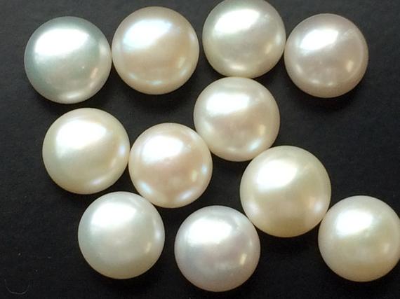 9mm Ivory Pearls, Natural Fresh Water Pearl Cabochons, Natural Round Pearls For Jewelry, Loose Flat Pearls (2pcs To 20pcs Options) - Pg0223 9mm Ivory Pearls, Natural Fresh Water Pearl Cabochons, Natural Round Pearls For Jewelry, Loose Flat Pearls (2pcs To 20pcs Options) - Pg0223
