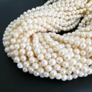 Shop Freshwater Pearls! 6mm Round Potato Pearls, Ivory White Pearls, Freshwater Pearls, Genuine Pearls, Full Strand Freshwater Pearls, 16 Inch Strand, Pearl204 | Natural genuine beads Pearl beads for beading and jewelry making.  #jewelry #beads #beadedjewelry #diyjewelry #jewelrymaking #beadstore #beading #affiliate #ad