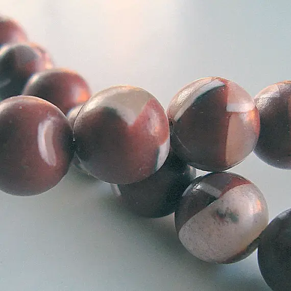 Shell Pearl Beads 8mm Lustrous Shell Pearl / Brick Stone Pressed Smooth Rounds  - 8 Inch Strand