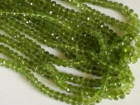 6mm Peridot Faceted Rondelle Beads, Natural Peridot Faceted Beads, Peridot Faceted Rondelle For Jewelry (8in To 16in Options) - Ang 29