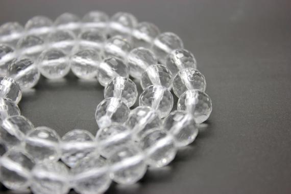 Natural Quartz, Clear Transparent Quartz Faceted Round Ball Sphere Beads Gemstone Natural Loose Stone (4mm 6mm 8mm 10mm) - Pg39