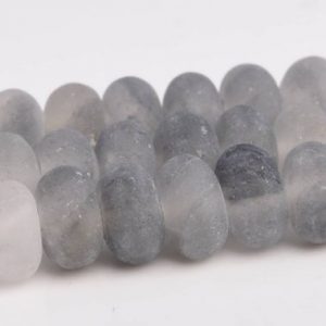 Shop Quartz Crystal Rondelle Beads! Matte Gray Crystal Quartz Beads Grade A Genuine Natural Gemstone Rondelle Loose Beads 6x4MM 8x5MM 10x6MM Bulk Lot Options | Natural genuine rondelle Quartz beads for beading and jewelry making.  #jewelry #beads #beadedjewelry #diyjewelry #jewelrymaking #beadstore #beading #affiliate #ad