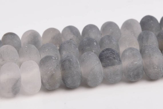 Matte Gray Crystal Quartz Beads Grade A Genuine Natural Gemstone Rondelle Loose Beads 6x4mm 8x5mm 10x6mm Bulk Lot Options