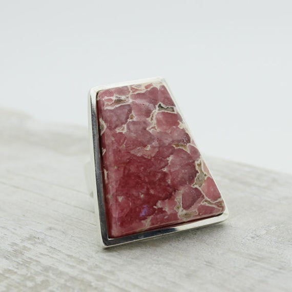 Gorgeous Rhodochrosite Ring Amazing Work Its A Unique Statement Ring Only One Handmade Sterling Silver Solid Thick Bezel