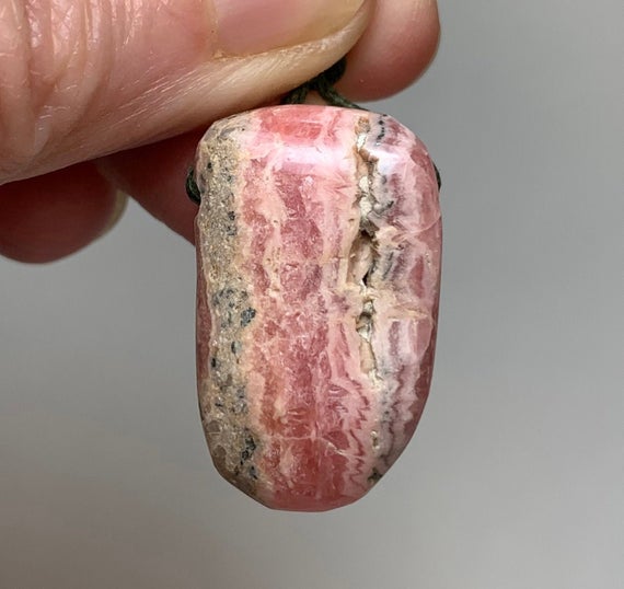 1.1" Rhodochrosite Pendant - Drilled - Tumbled - Freeform - Natural Crystal - Healing Crystal- Meditation Stone- Jewelry Gift- From Peru 9g