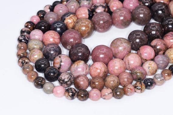 Rhodonite Beads Grade Aaa Genuine Natural Gemstone Round Loose Beads 4mm 6mm 8mm 10mm Bulk Lot Options