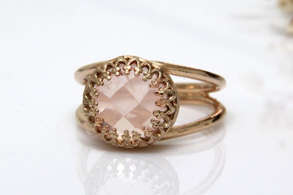 Rose Quartz Ring · Rose Gold Ring · Love Stone Ring · Girlfriend Promise Ring · Friendship Ring · Love Ring · October Birthstone