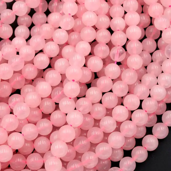 Natural Pink Rose Quartz 4mm 6mm 8mm Round Beads Smooth Polished Pastel Soft Baby Pink Gemstone 15.5" Strand
