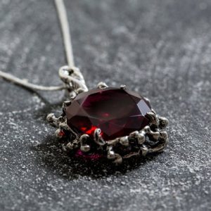 Shop Ruby Jewelry! Ruby Pendant, Created Ruby Pendant, Statement Pendant, Melisandre Pendant, Red Ruby Pendant, Solid Silver Pendant, Round Charm, Antique Ruby | Natural genuine Ruby jewelry. Buy crystal jewelry, handmade handcrafted artisan jewelry for women.  Unique handmade gift ideas. #jewelry #beadedjewelry #beadedjewelry #gift #shopping #handmadejewelry #fashion #style #product #jewelry #affiliate #ad