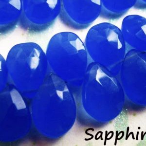2-10 pcs / CHALCEDONY Gemstone Beads Pear Briolettes / 10-12 mm, Large Sapphire Cobalt Blue / use for September Birthstone Gem 1012 bgg solo | Natural genuine other-shape Sapphire beads for beading and jewelry making.  #jewelry #beads #beadedjewelry #diyjewelry #jewelrymaking #beadstore #beading #affiliate #ad