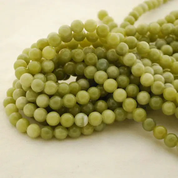 High Quality Grade A Natural Serpentine Jade Semi-precious Gemstone Round Beads - 6mm, 8mm, 10mm Sizes - 15" Strand