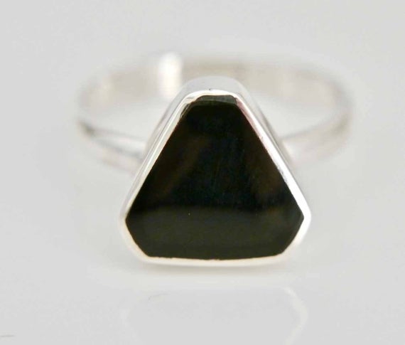 Whitby Jet Ring - Womens Ring - Handmade - Sterling Silver - Gemstone Ring