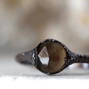 Smokey Quartz Ring – Crystal Stacking Ring – Faceted Stone Ring – Copper and Smoky Quartz Ring | Natural genuine Gemstone rings, simple unique handcrafted gemstone rings. #rings #jewelry #shopping #gift #handmade #fashion #style #affiliate #ad