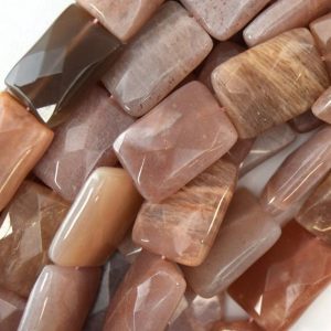 Shop Sunstone Beads! 25mm faceted sunstone rectangle beads 15" strand | Natural genuine beads Sunstone beads for beading and jewelry making.  #jewelry #beads #beadedjewelry #diyjewelry #jewelrymaking #beadstore #beading #affiliate #ad