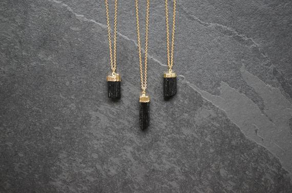 Black Tourmaline Necklace / Raw Tourmaline Necklace / Mens Neckalce / Men's Jewelry /men's Gold Necklace / Men's Gold Chain