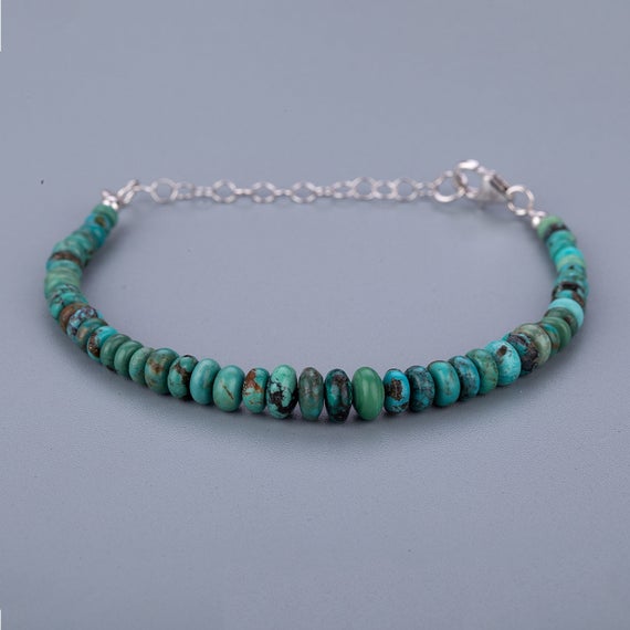 Turquoise Beads Bracelet, Gemstone Beads Jewelry, Turquoise Stone Handmade Bracelet, Gift For Her, Stone Beads Bracelet, Turquoise Stone.