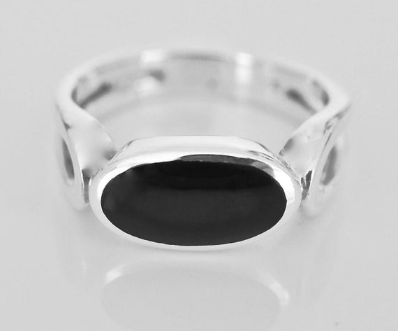 Whitby Jet Ring - Sterling Silver Ring - Handmade Ring - Whitby Jet