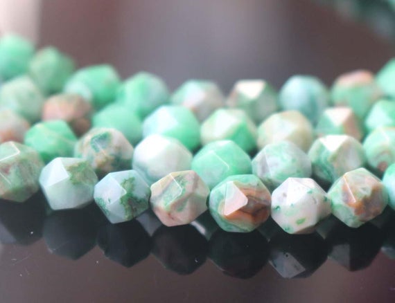 Dyed Green Crazy Lace Agate Faceted Star Cut Nugget Beads,6mm/8mm/10mm/12mm Faceted  Dyed Green Crazy Lace Agate Beads,15 Inches One Starand