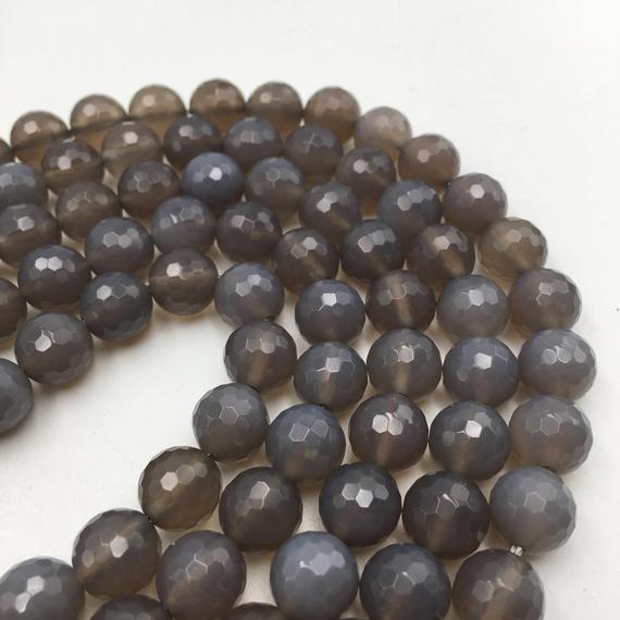 Gray Agate Faceted Round Beads 4mm 6mm 8mm 10mm 12mm Approx 15.5" Strand