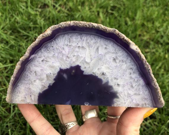5.1" Purple Agate Geode End Cut / Dyed Polished Standing #2