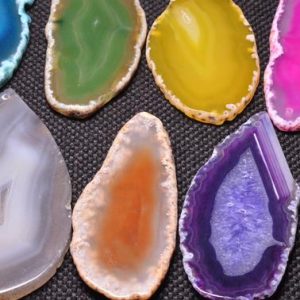 Shop Raw & Rough Agate Stones! Top Drilled Raw Agate Slices(1.25,1.5,2,2.5,3,4 inches)—Pink,Purple,Green,Blue,Orange,Gray to select-1 piece | Natural genuine stones & crystals in various shapes & sizes. Buy raw cut, tumbled, or polished gemstones for making jewelry or crystal healing energy vibration raising reiki stones. #crystals #gemstones #crystalhealing #crystalsandgemstones #energyhealing #affiliate #ad