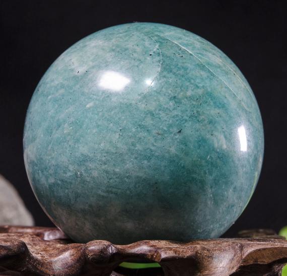 2.08"large Natural Amazonite Sphere/tumbled Amazonite Ball/green Rock Sphere/hand Carved Gemstone Sphere/crystal Healing/gift-53mm 216g#8780