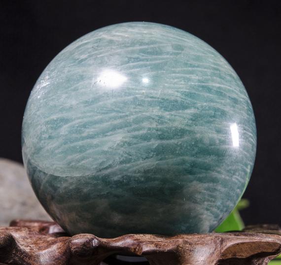 2"large Natural Amazonite Sphere/tumbled Amazonite Ball/green Rock Sphere/hand Carved Gemstone Sphere/crystal Healing/gift-51mm 216g #8783