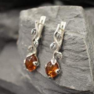 Shop Amber Earrings! Branch Earrings, Natural Amber, Floral Leaf Earrings, Vintage Earrings, Amber Earrings, Long Earrings, Honey Gemstone, Solid Silver Earrings | Natural genuine Amber earrings. Buy crystal jewelry, handmade handcrafted artisan jewelry for women.  Unique handmade gift ideas. #jewelry #beadedearrings #beadedjewelry #gift #shopping #handmadejewelry #fashion #style #product #earrings #affiliate #ad