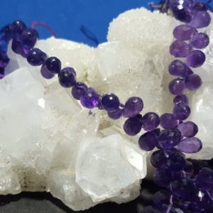 Natural Brazilian Amethyst Micro Faceted Tear Drop Briolette Beads 8 In. Strand, Natural Purple Amethyst, Laser Faceted Genuine Gemstones | Natural genuine other-shape Array beads for beading and jewelry making.  #jewelry #beads #beadedjewelry #diyjewelry #jewelrymaking #beadstore #beading #affiliate #ad