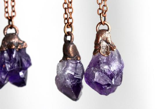 Amethyst Pendant - Raw Crystal Necklace - February Birthstone - Gift For Aquarius