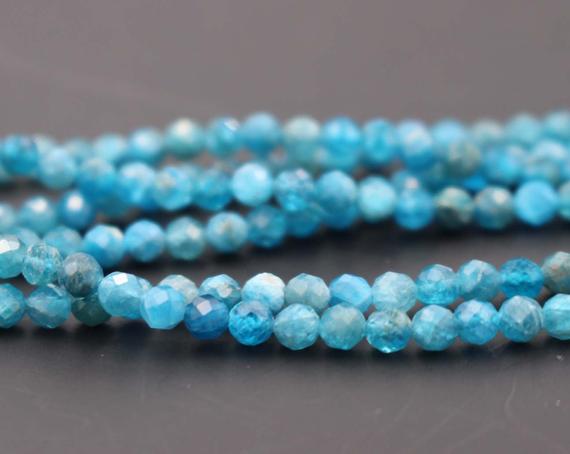 3mm Natural Blue Apatite Faceted Small Size Beads,3mm Small Size Beads Wholesale Bulk Supply,15 Inches One Starand