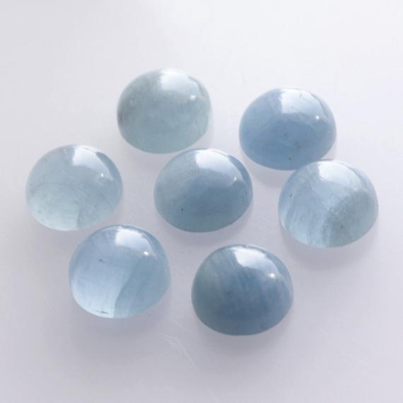 Aquamarine Cabochon Gemstone Natural 3 Mm To 25 Mm Round Shape Smooth Polished Loose Gemstones Lot For Earring Pendant And Jewelry Making