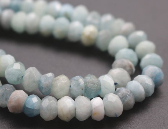 5x8mm Aa Aquamarine Faceted Rondelle Beads,natural Aquamarine Beads,15 Inches One Starand