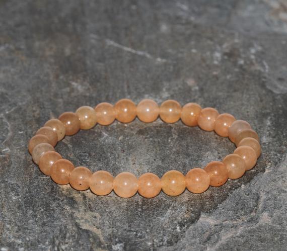 Orange Adventurine Bracelet 6mm Orange Aventurine Stone Bead Bracelet Handmade Orange Adventurine Beaded Stone Stack Bracelet Gift Bracelet