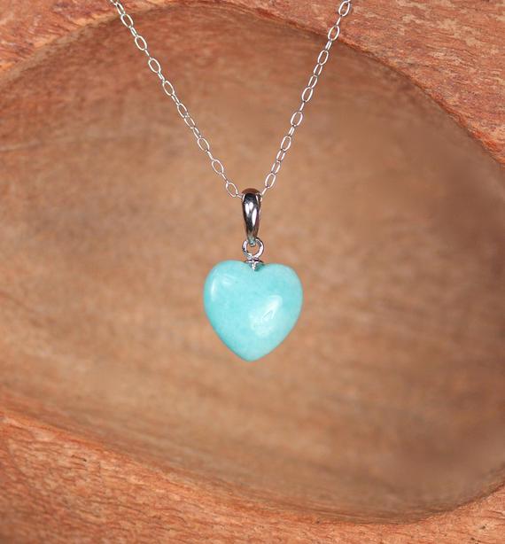 Aventurine Necklace, Heart Necklace, Mint Green Heart Necklace, Stone Heart Pedant, An Aventurine Heart  On A Sterling Silver Chain