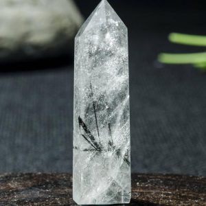 Shop Black Tourmaline Points & Wands! Rare Natural Clear Black Rutilated Quartz Tower/Black Tourmaline Point/Rutilated Crystal Collection/Crystal Gift/Gift For Her13*15*52mm#2414 | Natural genuine stones & crystals in various shapes & sizes. Buy raw cut, tumbled, or polished gemstones for making jewelry or crystal healing energy vibration raising reiki stones. #crystals #gemstones #crystalhealing #crystalsandgemstones #energyhealing #affiliate #ad