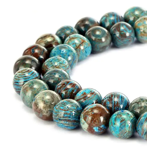 Blue Calsilica Jasper Smooth Round Beads 4mm 6mm 8mm 10mm 12mm 15.5" Strand