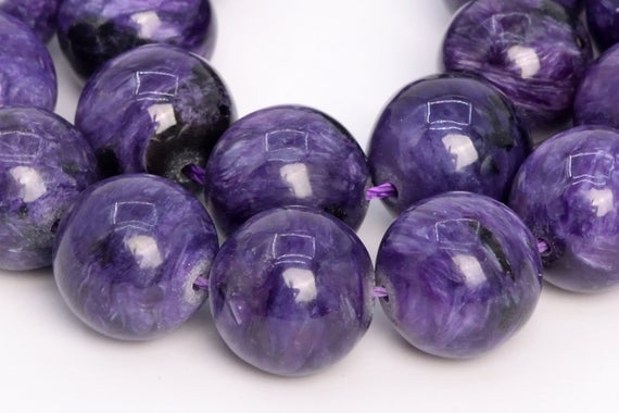 Genuine Natural Russian Charoite Gemstone Beads 13mm Deep Color Round Aa Quality Loose Beads (108988)