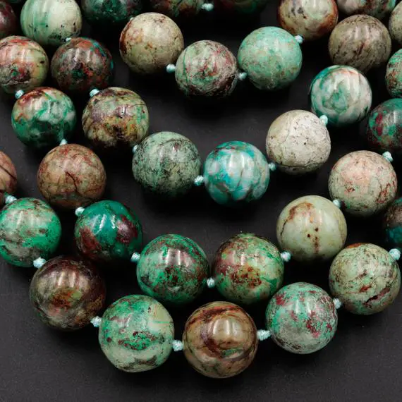 Large Natural Chrysocolla 16mm Round Beads Real Genuine Natural Green Blue Chrysocolla From Arizona 15.5" Strand