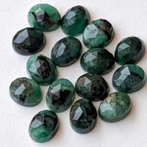 Shop Emerald Stones & Crystals! 7x9mm Emerald Rose Cut Cabochons, Natural Emerald Oval Faceted Flat Back Cabochons, 5Pcs Loose Emerald Stones For Jewelry- PDG129 | Natural genuine stones & crystals in various shapes & sizes. Buy raw cut, tumbled, or polished gemstones for making jewelry or crystal healing energy vibration raising reiki stones. #crystals #gemstones #crystalhealing #crystalsandgemstones #energyhealing #affiliate #ad