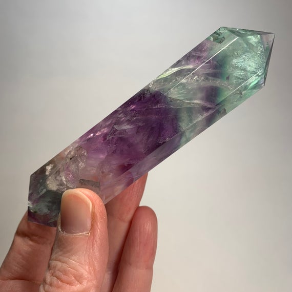 4.7" Rainbow Fluorite Dt Crystal Point - Double Terminated - With Rainbow - Polished Stone - Healing Crystal - Meditation Stone - From China