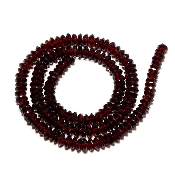 5.5mm-6mm Mozambique Garnet German Cut Rondelle Bead, Garnet Spacer Beads, German Cut For Jewelry, Garnet Saucer Beads (8in To 16in Options)