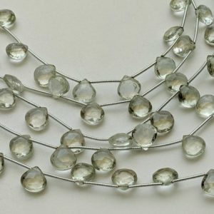 9.5-10mm Green Amethyst Faceted Heart Beads, Natural Green Amethyst Heart Briolettes, Green Amethyst For Jewelry, 8 Inches 12 Pcs – PDG211 | Natural genuine other-shape Gemstone beads for beading and jewelry making.  #jewelry #beads #beadedjewelry #diyjewelry #jewelrymaking #beadstore #beading #affiliate #ad