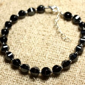 Shop Hematite Bracelets! Bracelet 925 sterling silver and stone – faceted Hematite 6mm | Natural genuine Hematite bracelets. Buy crystal jewelry, handmade handcrafted artisan jewelry for women.  Unique handmade gift ideas. #jewelry #beadedbracelets #beadedjewelry #gift #shopping #handmadejewelry #fashion #style #product #bracelets #affiliate #ad