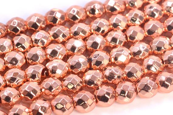 18k Rose Gold Tone Hematite Beads Grade Aaa Natural Gemstone Faceted Round Loose Beads 2mm 4mm 6mm 8mm 12mm Bulk Lot Options